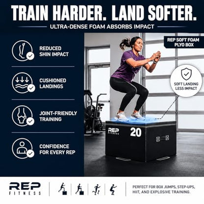 REP Fitness Stackable Soft Foam Plyo Box Set, Adjustable Plyometric Jump Box for Home Gym Workouts, Plyometric Jumping Platform for Exercise, Step Training, HIIT & CrossFit - style: 6" and 12"