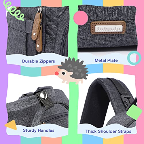 iniuniu Baby Diaper Bag Backpack, 4 in 1 kit Large Capacity Travel Backpack - color: Grey