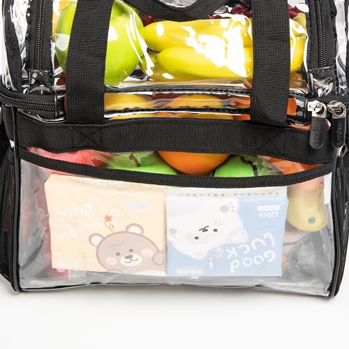 J.CARP Clear Bag Heavy Duty Backpack Durable Transparent See Through Bag - color: Lunch Bag Small, Black