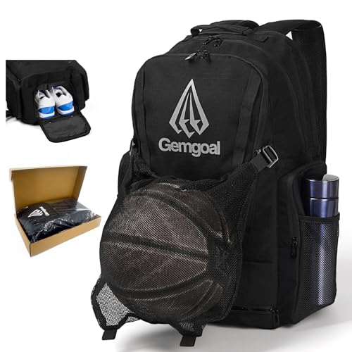 Pro Basketball Bag with Size 14 Shoe Compartment & Detachable Ball Mesh,Large Basketball Backpack for Boys with Wet Dry Separation,Insulated Cooler Pocket,Best for Basketball,Soccer,Volleyball - color: Black