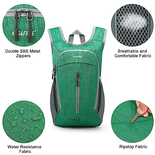 G4Free 10L Hiking Backpack Small Travel Hiking Daypack Lightweight Packable Backpack Casual Foldable Shoulder Bag - color: Green