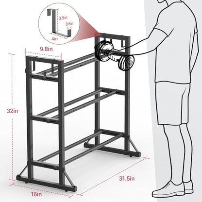 3-Tier Adjustable Dumbbell Rack Stand - Heavy-Duty Carbon Steel Weight Storage Organizer for Home Gym, Easy Assembly, 450 lb Capacity for Dumbbells & Kettlebells