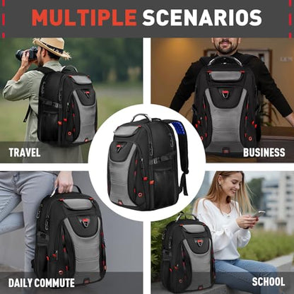 Z-MGKISS Large Travel Backpack, 18.4 Inch Laptop backpack for men, Business Work Bag with USB Charging Port, Water Resistant, Extra large Backpacks, TSA Flight Approved, Grey - color: Grey-1