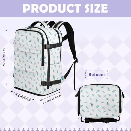 Travel Backpack with Shoe Compartment, 20L Large Capacity Laptop Backpack for Men Women, Blue Leaves Daypack for Traveling Hiking Carry On