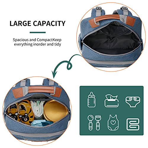 Diaper Bag Backpack, Large Baby Nappy Bags with Portable Changing Pad for Boys and GirlsMultifunction Travel Baby Bag for Moms Dads, Shower Gifts Waterproof and Stylish，Deep Blue - color: Deep Blue