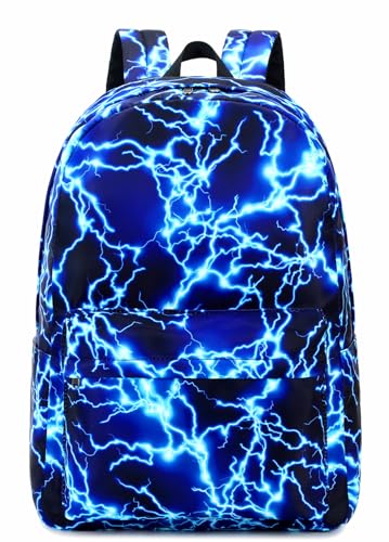 mezhsa Boy School Backpack Elementary Middle Lightning Bookbag Laptop Teenager Waterproof Lightweight 17 Inches (1-Blue) - color: 1-blue