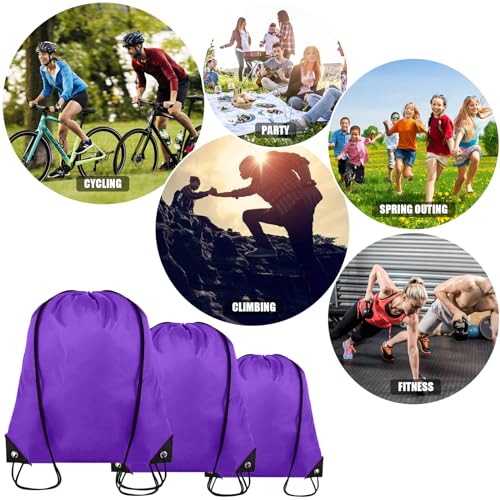 Grneric 100 Pieces Drawstring Backpack Bulk Cinch Sackpack Ployster Drawstring Bags for Gym Party Trip(Purple) - color: Purple