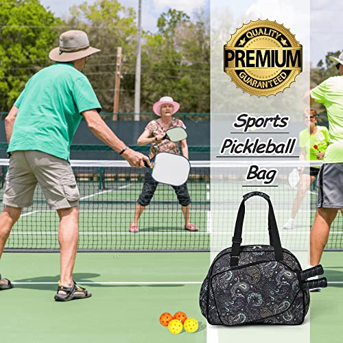 Boulder Bee Pickleball Tote Bag for Women with Paddle Holder - color: Brown cashew flower
