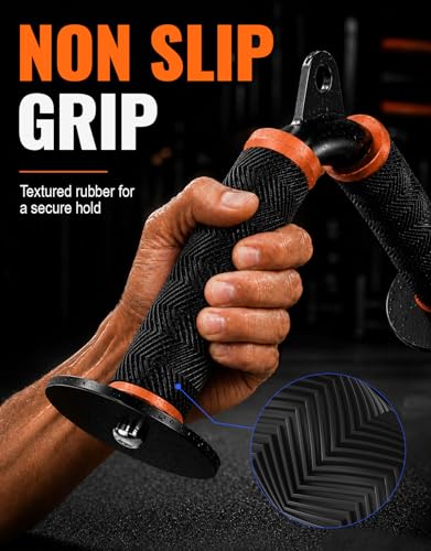 Fitarc Tricep V Bar Cable Attachment for Gym & Home Workouts, Tricep Pull Down Attachment with Non-Slip Grips, Orange