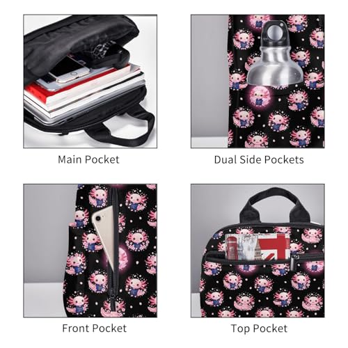 Compact Urban Commute Backpack Cute Axolotl Cherry Flower Blossom, Slim Fit Laptop Daypack for Office Business Casual Daily Wear Men Women - color: Picture (1183)