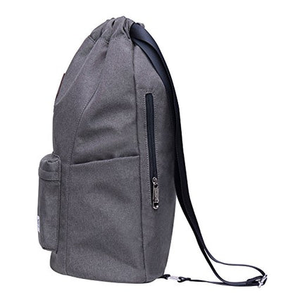 KAUKKO Drawstring Sports Backpack Gym Yoga Bag Shoulder Rucksack for Men and Women(2031-GRAY) - color: Dark Grey2031