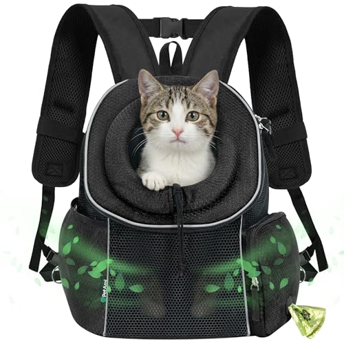 PetAmi Dog Carrier Backpack, Hands Free Front Pet Carrier for Small Cats Puppies, Adjustable Ventilated Reflective Pet Travel Bag for Hiking Camping Biking Walking, Up to 10 lbs, Black - color: Black, size: Medium (15.5x9x15.5)