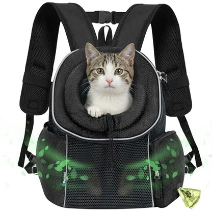PetAmi Dog Carrier Backpack, Hands Free Front Pet Carrier, 14 lbs, Black - color: Black, size: 16.5"L x 10.0"W x 17.0"H