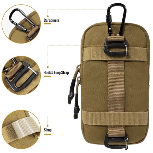 ONETIGRIS Cell Phone Pouch, Molle Holster Holder for Men Belt, for iPhone 17 Pro Max/Air/17/16/15/14 /13/12/11/X/XR/XS/8 Plus/7/6, for Galaxy S25 Ultra/s25/S24 /S23/S22/S21 - color: Brown