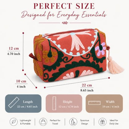Huar Travel Makeup Bag- Large Capacity Cosmetic Bags for Women - color: Orange
