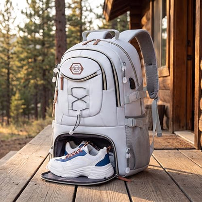 Spacious And Lightweight Outdoor Travel Backpack Featuring a Shoe Compartment - Ideal for Hiking, Camping, And (white) - color: White