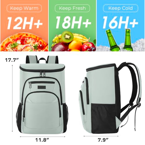Cooler Backpack, Insulated Backpack Cooler Leakproof Waterproof Large Capacity Cooler Bag for Men Women Picnic Beach - color: Grey