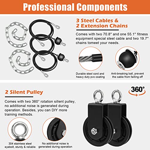 SERTT Home Gym Pulley System - Tricep Workout, Lat Pulldown, Biceps Curl, Triceps, Shoulders, Back, Forearm, Weight Cable for Squat Rack, Garage - color: Blue