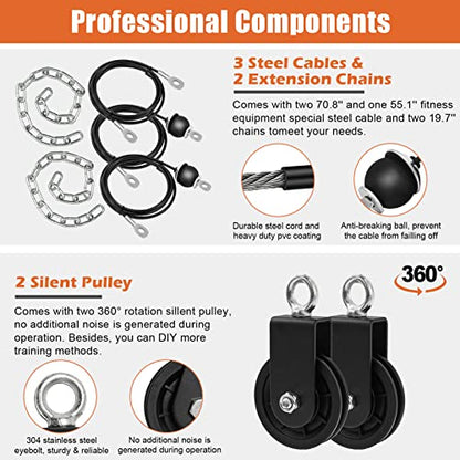 SERTT Home Gym Pulley System - Tricep Workout, Lat Pulldown, Biceps Curl, Triceps, Shoulders, Back, Forearm, Weight Cable for Squat Rack, Garage - color: Blue