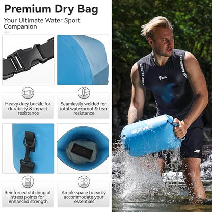 MARCHWAY Floating Waterproof Dry Bag Backpack 5L/10L/20L/30L/40L, Roll Top Sack Keeps Gear Dry for Kayaking, Rafting, Boating, Swimming, Camping, Hiking, Beach, Fishing - color: Light Blue, size: 5L