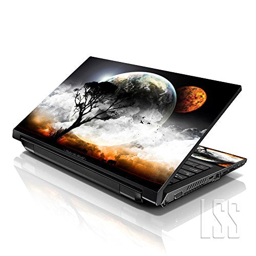 LSS 15-15.6" Laptop Sleeve Bag with Matching Laptop Skin Sticker & Mouse Pad Combo | Carrying Case for 14" 15" 15.6" - Planet Mars Earth and Moon Eclipse - color: Planet Mars Earth and Moon Eclipse, size: 15 inch