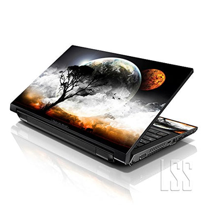 LSS 15-15.6" Laptop Sleeve Bag with Matching Laptop Skin Sticker & Mouse Pad Combo | Carrying Case for 14" 15" 15.6" - Planet Mars Earth and Moon Eclipse - color: Planet Mars Earth and Moon Eclipse, size: 15 inch