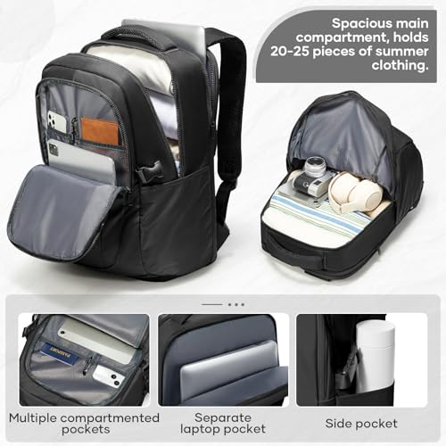 suwasp Large Travel Backpack for Women Men Mochila Airline Approved Carry On Personal Item Backpack Bag Frontier Airlines Personal Item Travel Bag Flight Approved Luggage Backpack - Black - color: Black, size: Large