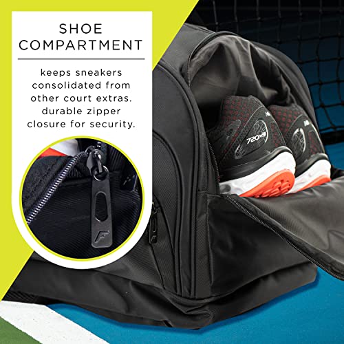 Franklin Sports Pickleball Bags - Sling Bag - Duffle Bag - Backpack for Paddles, Pickleballs + Accessories - Elite Nylon Fabric - Pickleball Equipment Bag for Men + Women - Black - style: Elite Hybrid Backpack