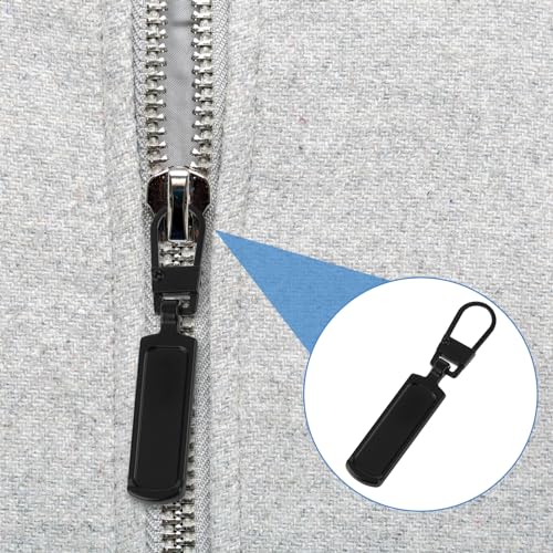 8 Pcs Black Zipper Pull Replacement for Jacket Zipper Slider Replacement for Small Hole Head Handle Zippers Detachable Zipper Pull Tab Repair Kit for Clothing Coat Luggage Backpack Suitcase Boot Purse