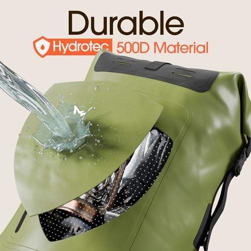 Earth Pak Waterproof Backpack - Heavy Duty Hiking Backpack - Roll-Top Closure Bag - Cushioned Dry Bag Waterproof Phone Case - color: Green, size: 55L