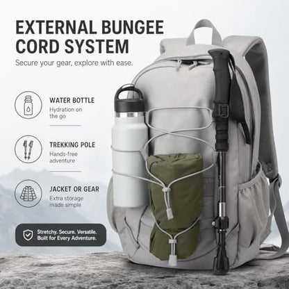 Hiking Travel Backpacks Men and Women, Lightweight Waterproof Laptop Backpack Outdoor Camping Backpack Hiking Daypack for Travel, Trekking, Work 26L (Grey) - color: Grey