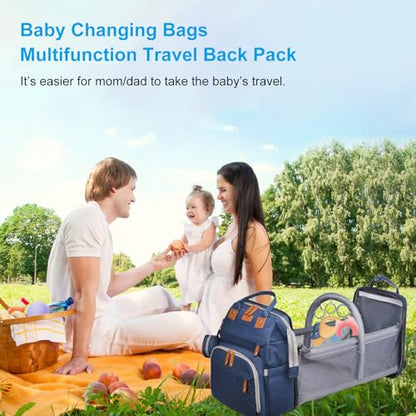 Jeryswet Baby Diaper Bags with Changing Station, Waterproof Large Capacity Diaper Bag Backpack for Moms Dads with USB Charging Port and Stroller Straps, Baby Shower Gifts, Blue - color: Blue