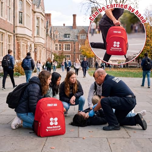 Tallew First Aid Bag Empty College Emergency Backpack Medical Kit Bag Waterproof Polyester First Responder Backpack for College Travel Trips, Camping, Dorm Use