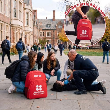 Tallew First Aid Bag Empty College Emergency Backpack Medical Kit Bag Waterproof Polyester First Responder Backpack for College Travel Trips, Camping, Dorm Use
