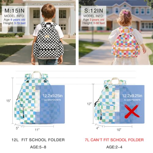 STEAMEDBUN Toddler Backpack Boys Girls 2-4, Preschool Daycare Backpack -12inch - color: Green Checkerboard, size: Mini-12"H(not fit folder)