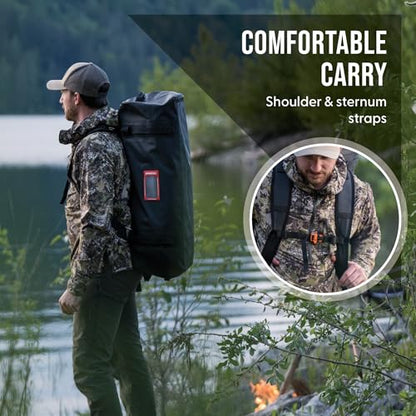Uncharted Supply Co. The Vault Waterproof Duffel Bag - Airtight bag with Backpack Straps, Carry-On Size, Perfect for travel, boating, camping, recreation. (Gunmetal, 65L) - color: Gunmetal, size: 65L