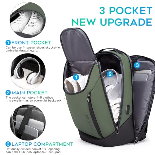 FUTURE AESTHETIC Business Smart Backpack Waterproof fit 15.6 Inch Laptop Backpack with USB Charging Port,Travel Durable Backpack - color: Green