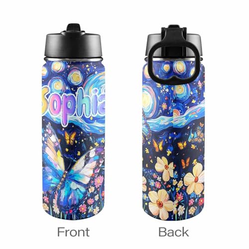 M YESCUSTOM Personalized Backpacks For Girls, Back to School Custom Backpack For Kids, Customized Name Backpacks, Custom Butterfly Star Print Bookbag Set Gifts for Daughter Granddaughter - color: D05