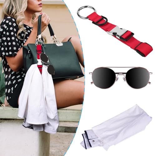 Wisdompro Jacket Gripper Strap, Add a Bag Luggage Straps Baggage Suitcase Belts Travel Accessories with Hook and D-Ring - Make Your Hands Free, Easy to Carry Your Extra Bags - Red - color: Red