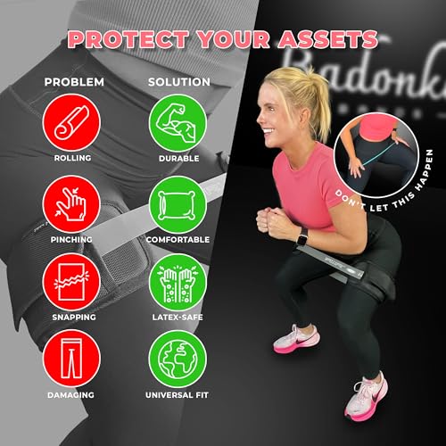 BADONKA Band Protective Sleeves for Booty Bands - Includes 3 Optional Fabric or Latex Resistance Loops - 3 Resistance Levels - Glute & Leg Workout Bands for Women & Men