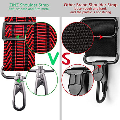 ZINZ 79 inch Shoulder Strap, Extra-thick Fixed Cushion Pad and Dual Clasps Universal Replacement Strap with Metal Swivel Hooks (200cm) (Black&Red Jacquard) - color: Black&red Jacquard