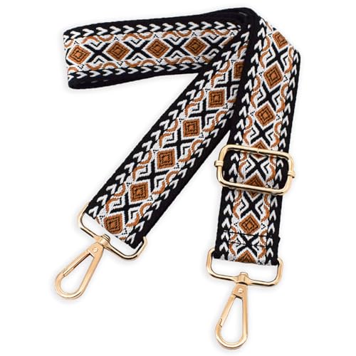 Replacement Purse Strap Shoulder Strap Adjustable Crossbody Strap for Women Crossbody Wide Shoulder Bag - color: Gold Hardware+rhombic Gold