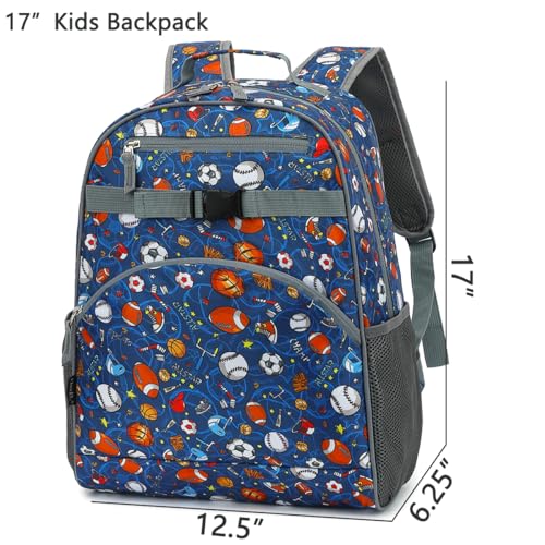 FlowFly Kids Backpack for Toddler Boys Girls, Simple Lightweight Bookbag for Daycare Kindergarten Elementary School Travel, Small Modern Bag (Large), Football - color: Football, style: Kids Large: 17l