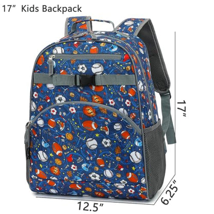 FlowFly Kids Backpack for Toddler Boys Girls, Simple Lightweight Bookbag for Daycare Kindergarten Elementary School Travel, Small Modern Bag (Large), Football - color: Football, style: Kids Large: 17l