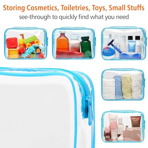 PACKISM Clear Cosmetic Bag, TSA Approved Clear Makeup Bag Travel Toiletry Bag, Beauty Quart Size Bag, 3 Pack, Black White Blue - color: White Black Blue, size: Medium Set (Standard)