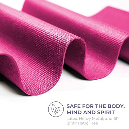 Voyage Yoga Mat, 6 Pack, 72" x 24" Professional Studio and Gym Bulk Yoga Mats, 5mm Thick, Durable, Anti-Tear, Non Slip Fitness and Exercise Mats - color: Fuchsia