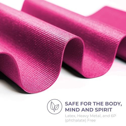 Voyage Yoga Mat, 6 Pack, 72" x 24" Professional Studio and Gym Bulk Yoga Mats, 5mm Thick, Durable, Anti-Tear, Non Slip Fitness and Exercise Mats - color: Fuchsia