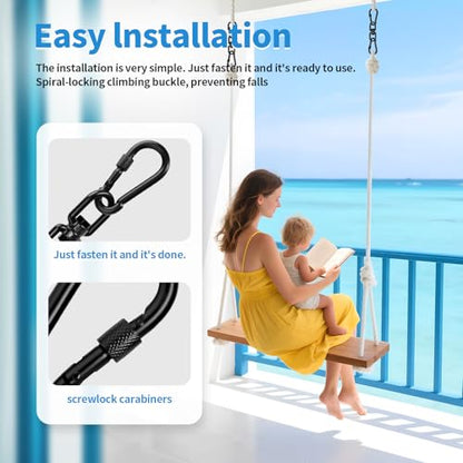 Aheucndg 380 lb Capacity Heavy Duty Double Ended Eye Hook with Snap Hook, SUS304 Swivel Hooks 1Pack + Snap Hooks 2Pack, for Aerial Yoga, Hanging Hammock, Web Tree Swing, Swing Spinner M6 Black - color: Black, size: 6mm