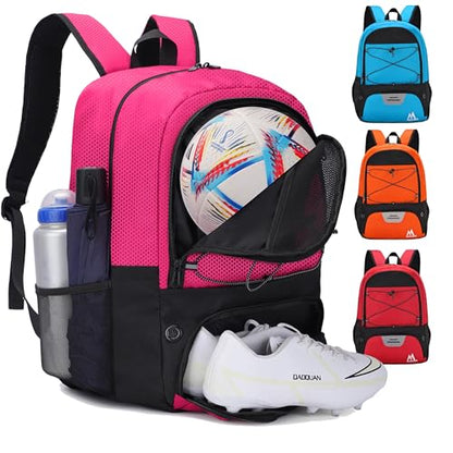 Hsmihair Soccer Bag-Soccer Backpack&Backpack for & Football Volleyball & Basketball,with Ball Compartment and Separate Cleat - color: Pink