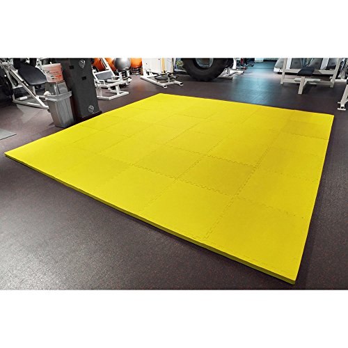 Meister X-Thick 1.5" Interlocking EVA Foam Mats - 2X Cushion for Wrestling, MMA Takedowns & Gymnastics - 2'x2' Tiles - color: Yellow, size: 36 Tiles (144 Sqft)